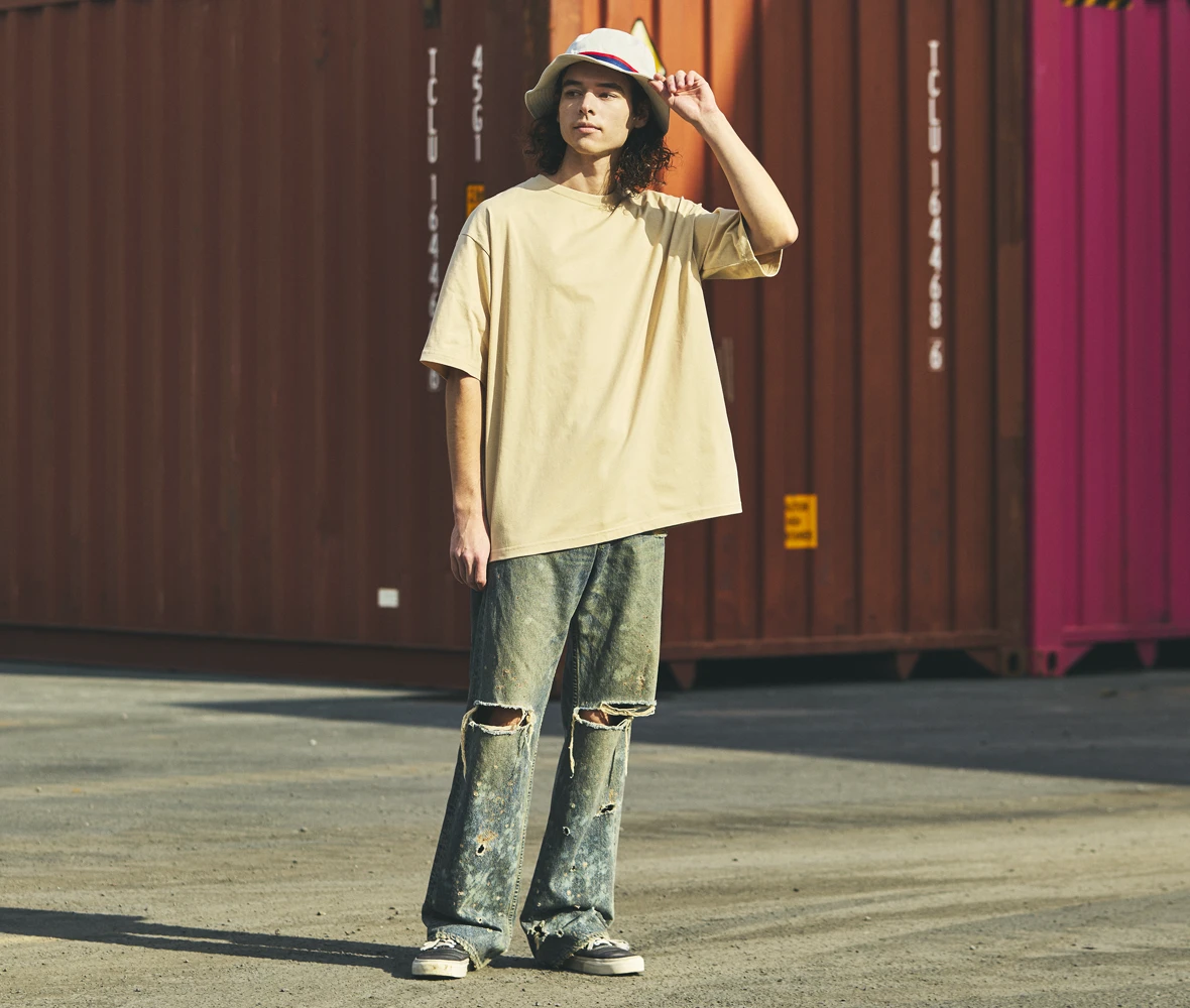 身長175cm Lサイズ 545.サンドベージュ 着用