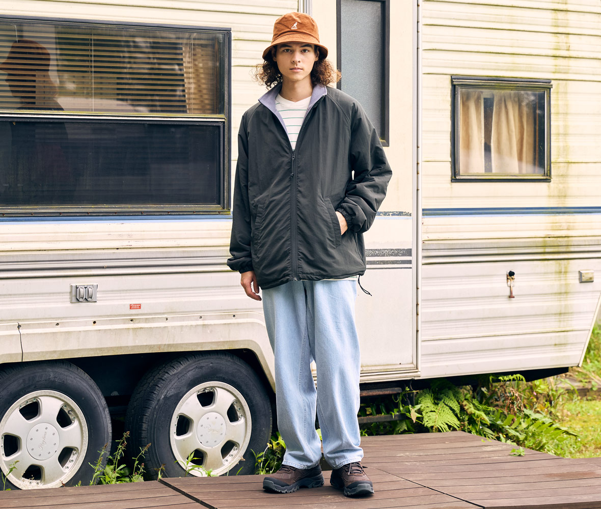 身長175cm Lサイズ 9008.ダークオリーブ/グレー （ナイロン面を表で着用）